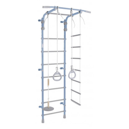 Children's Wall Gym with Stall Bars, Rings, Ladder and Swing PASTEL2 217*75*52.5 cm