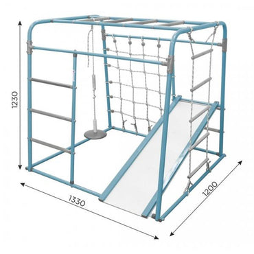 Salle de Jeux pour Enfants avec Échelle, Balançoire et Toboggan START BABY PLUS1 Blanc Arc-en-Ciel 123*133*120 cm