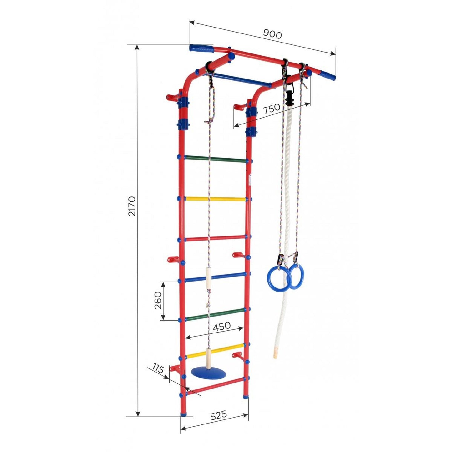 Mur D'Escalade Pour Enfants Avec Espalier, Anneaux, et Balançoire START2 217*75*52.5 cm