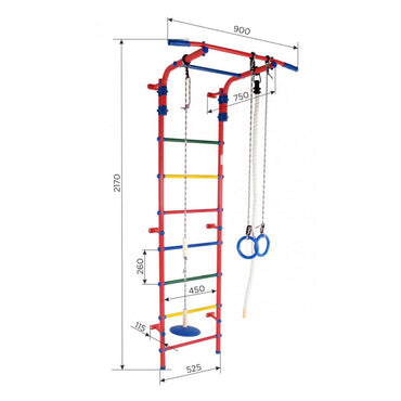 Mur D'Escalade Pour Enfants Avec Espalier, Anneaux, et Balançoire START2 217*75*52.5 cm