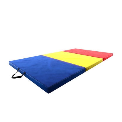 DRUNA Colchoneta Gimnasia Plegable 195x100x5 cm con Asas - Azul / Amarillo / Rojo