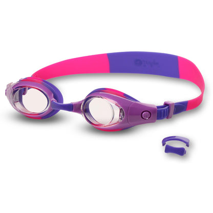 Children's Swimming Goggles with Interchangeable Nose Bridge Plum Indigo